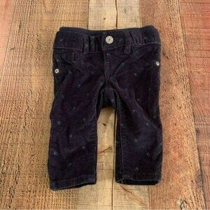 Gap Baby Girls Size 0-3M Navy Blue Corduroy Pants With Flowers
